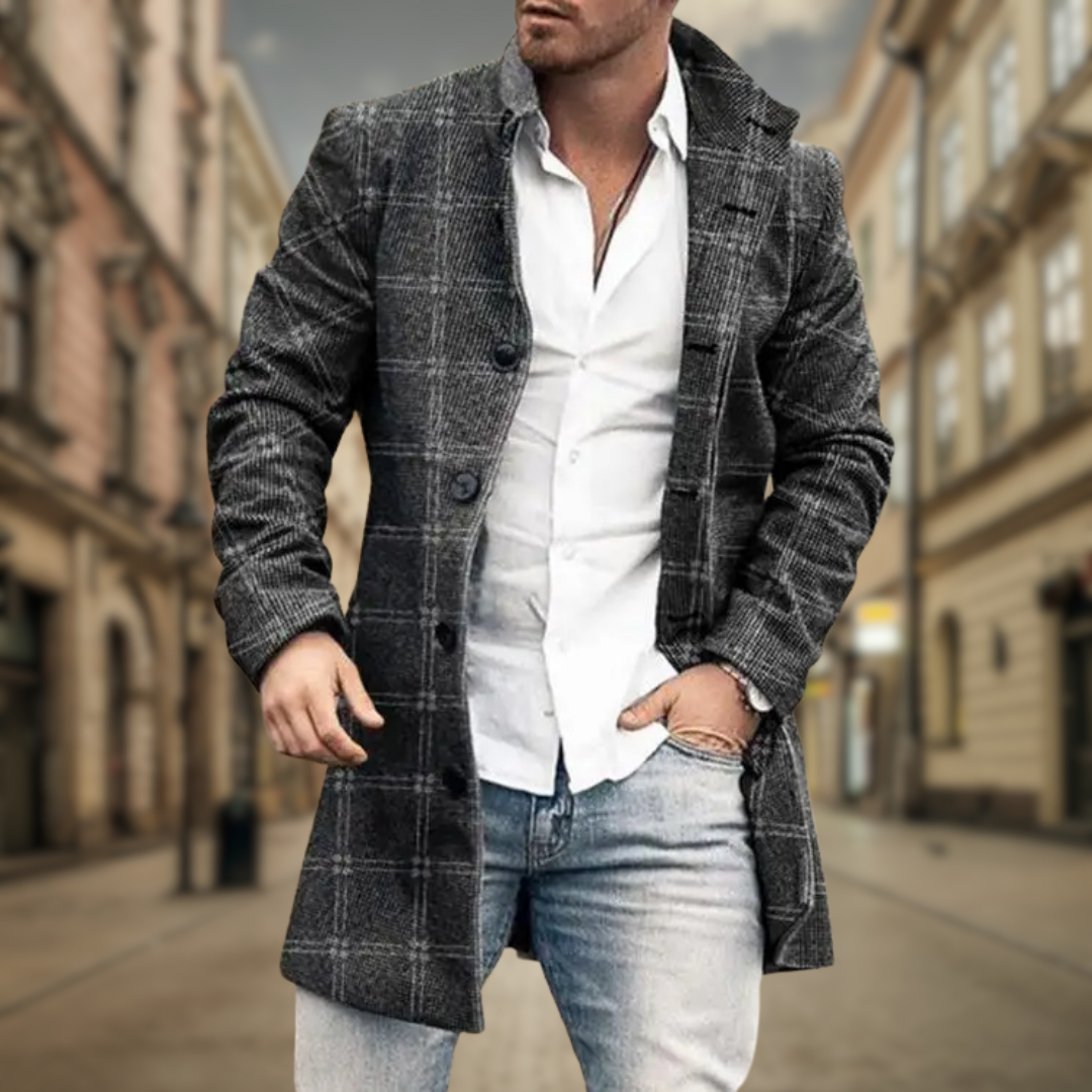 Manteau élégant pour homme - Gris Clair à Carreaux