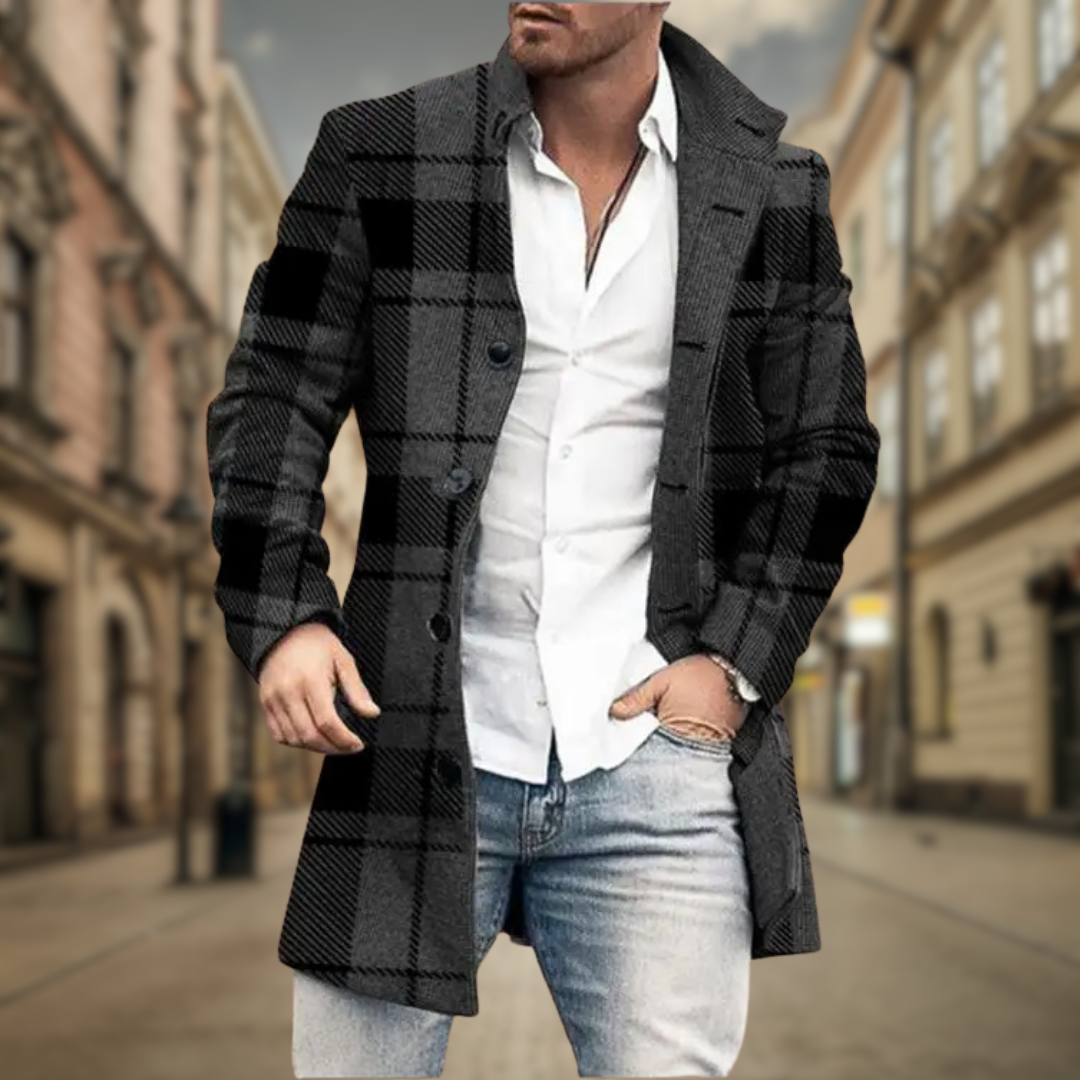 Manteau élégant pour homme - Gris Foncé à Carreaux
