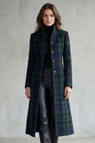 Manteau en laine femme à carreaux chaud