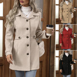 Manteau en laine femme mi-long à col revers
