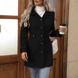 Manteau en laine femme mi-long à col revers