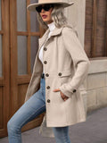 Manteau en laine femme mi-long à col revers