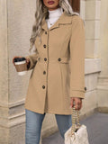 Manteau en laine femme mi-long à col revers