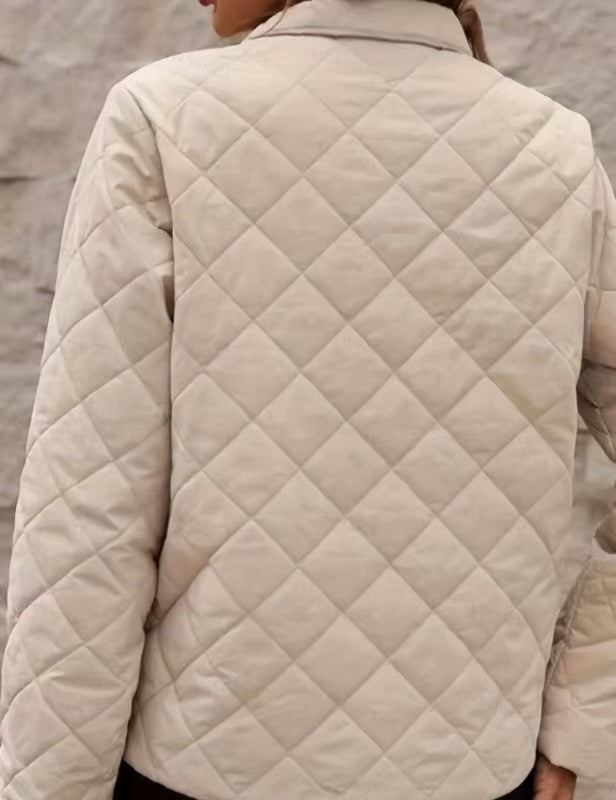 Manteau femme motif diamant col revers manches longues