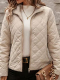 Manteau femme motif diamant col revers manches longues