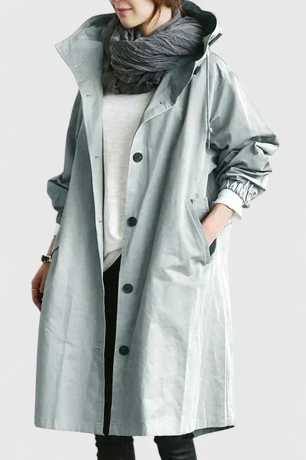 Manteau imperméable femme oversize à capuche ajustable