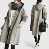 Manteau imperméable femme oversize à capuche ajustable - Gris Clair