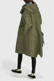 Manteau imperméable femme oversize à capuche ajustable - Vert Militaire