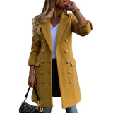 Manteau Long Croisé en Laine Femme