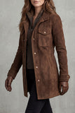 Manteau long en daim femme