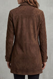 Manteau long en daim femme