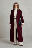 Manteau Long en Laine Femme Coupe Ajustée Chaud