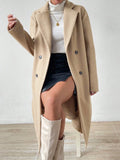 Manteau oversize col cranté double boutonnage femme