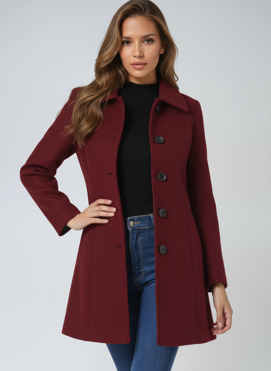 Manteau Trench Femme Hiver Simple Boutonnage