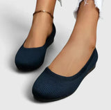 Mocassins tissés femme confort semelle plate - Bleu Marine
