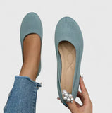 Mocassins tissés femme confort semelle plate - Bleu Clair