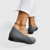 Mocassins tissés femme confort semelle plate - Gris