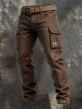 Pantalon cargo homme coupe droite toile résistante - Marron