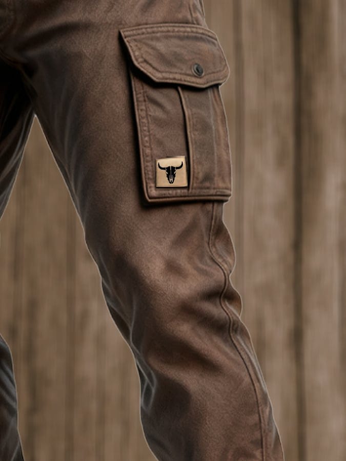 Pantalon cargo homme coupe droite toile résistante