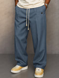 Pantalon Chino Homme Taille Réglable Pli Avant - Bleu