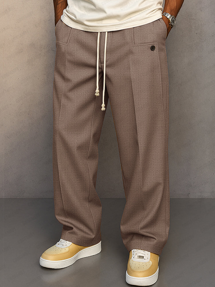 Pantalon Chino Homme Taille Réglable Pli Avant - Marron Clair