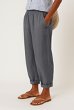 Pantalon droit femme taille élastique poches latérales