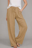 Pantalon large taille élastique cordon femme