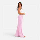 Pantalon large femme taille élastique coupe confort
