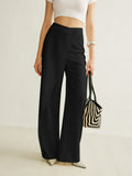Pantalon large taille haute asymétrique femme