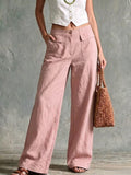 Pantalon taille élastique ample femme uni décontracté