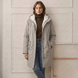 Parka d'hiver femme doublée polaire capuche mi-cuisse