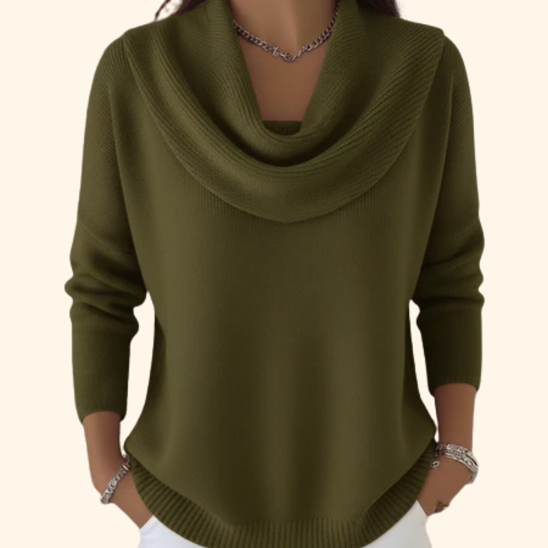 Pull Col Élégant Femme en Coton - Vert