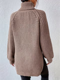 Pull col montant femme en maille manches raglan