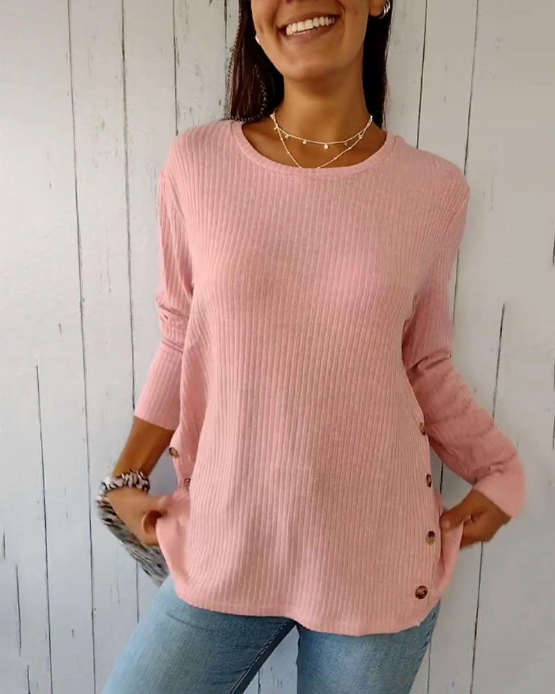 Pull col rond femme manches longues maille douce
