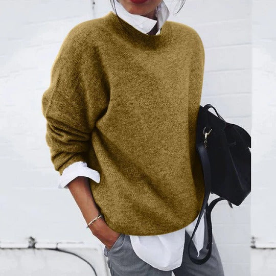 Pull col rond manches longues extensible coupe regular