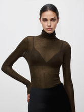 Pull col roulé femme en laine transparent