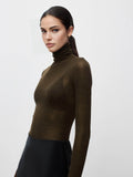 Pull col roulé femme en laine transparent
