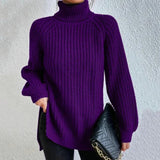 Pull col roulé femme manches longues ample