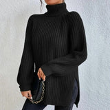 Pull col roulé femme manches longues ample