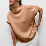 Pull col roulé oversize femme en maille douce