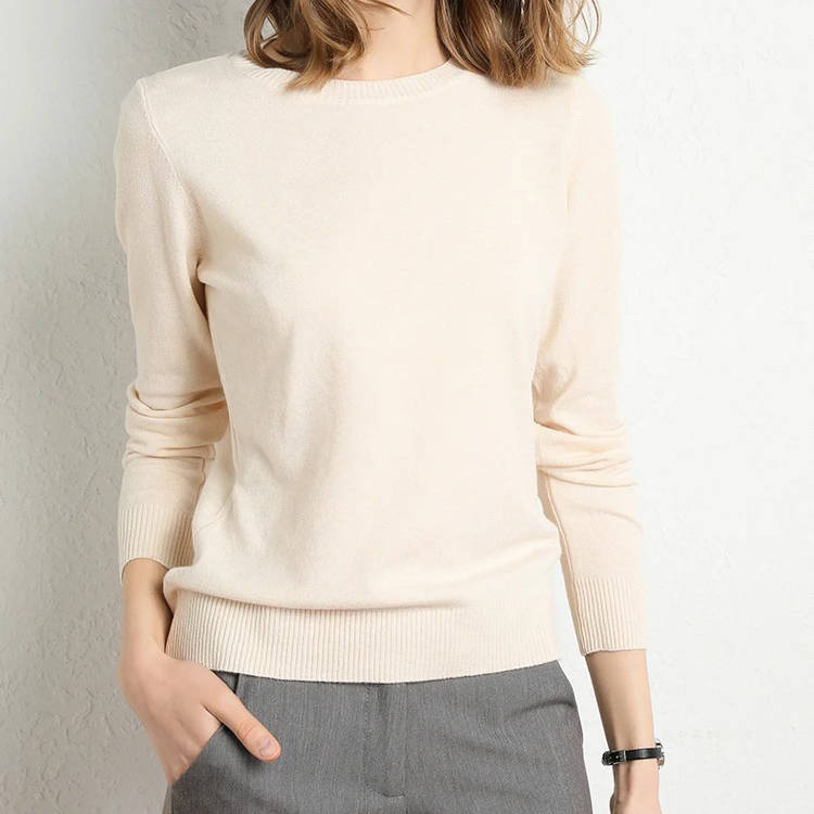 Pull en cachemire col rond manches longues