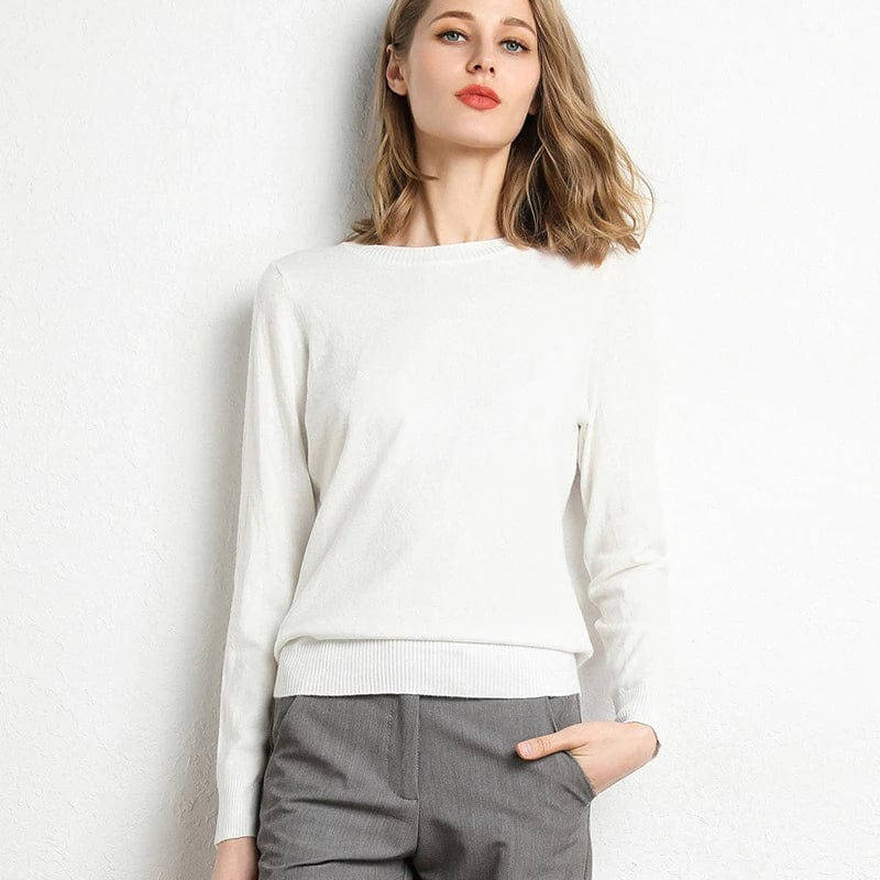 Pull en cachemire col rond manches longues