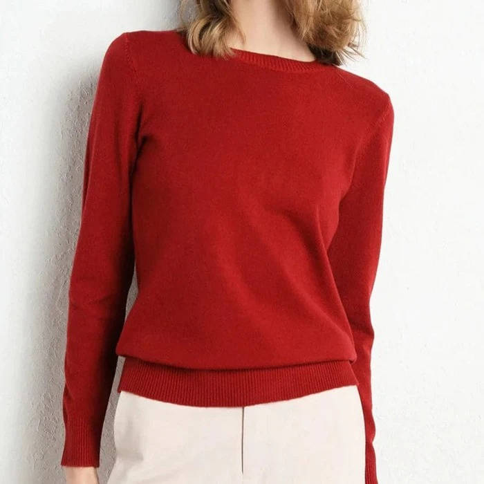 Pull en cachemire col rond manches longues