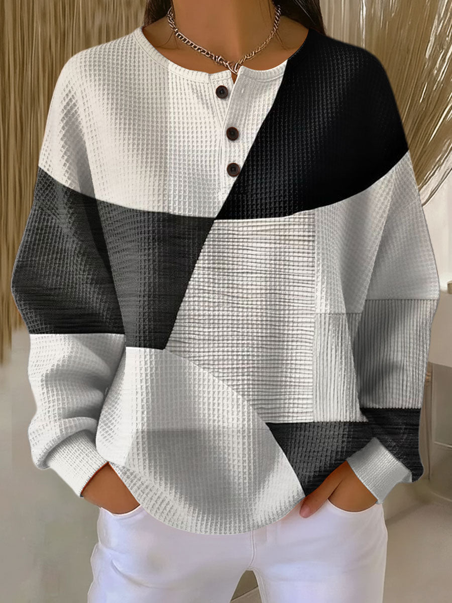 Pull en maille gaufre épaisse femme, manches longues, intérieur brossé
