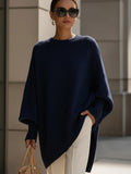 Pull oversize femme en laine col rond