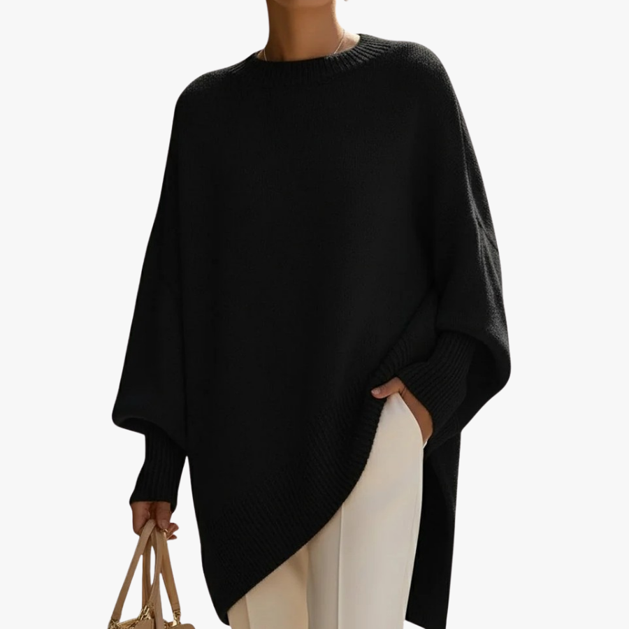 Pull oversize côtelé femme col rond manches larges