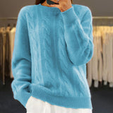 Pull torsadé col rond femme - Bleu
