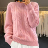 Pull torsadé col rond femme - Rose