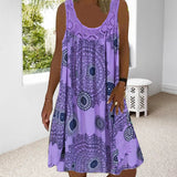 Robe Ample Sans Manches Femme Imprimée Dentelle