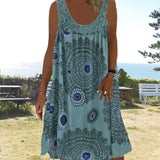 Robe Ample Sans Manches Femme Imprimée Dentelle